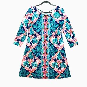 Lilly Pulitzer Dress Womens Medium Aqua Ophelia Cove Swing Coconut Seaside